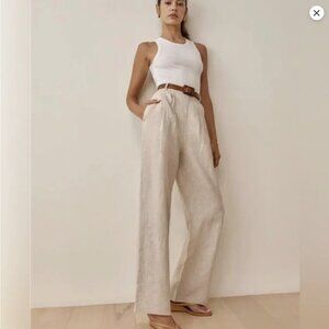 Reformation Linen Mason Pant in Oatmeal Size 2